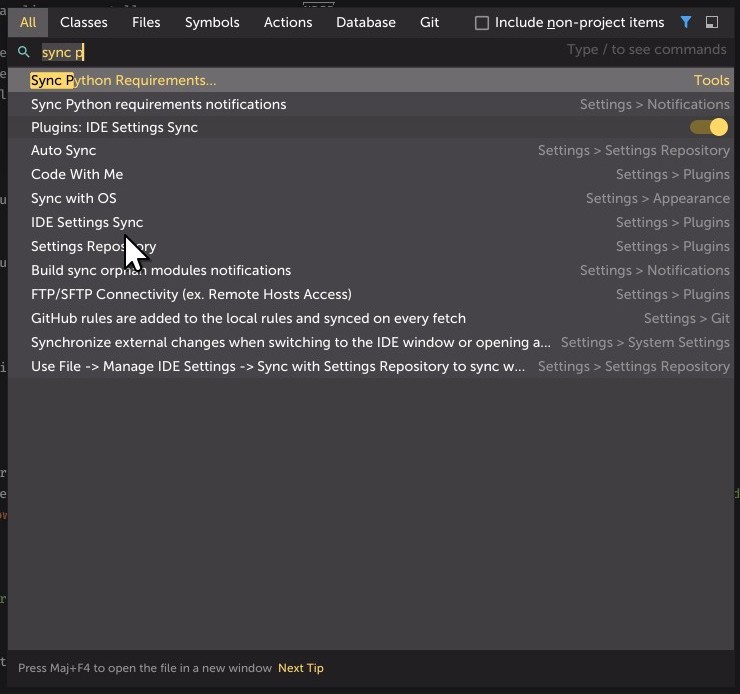 Remplissage automatique des dépendances